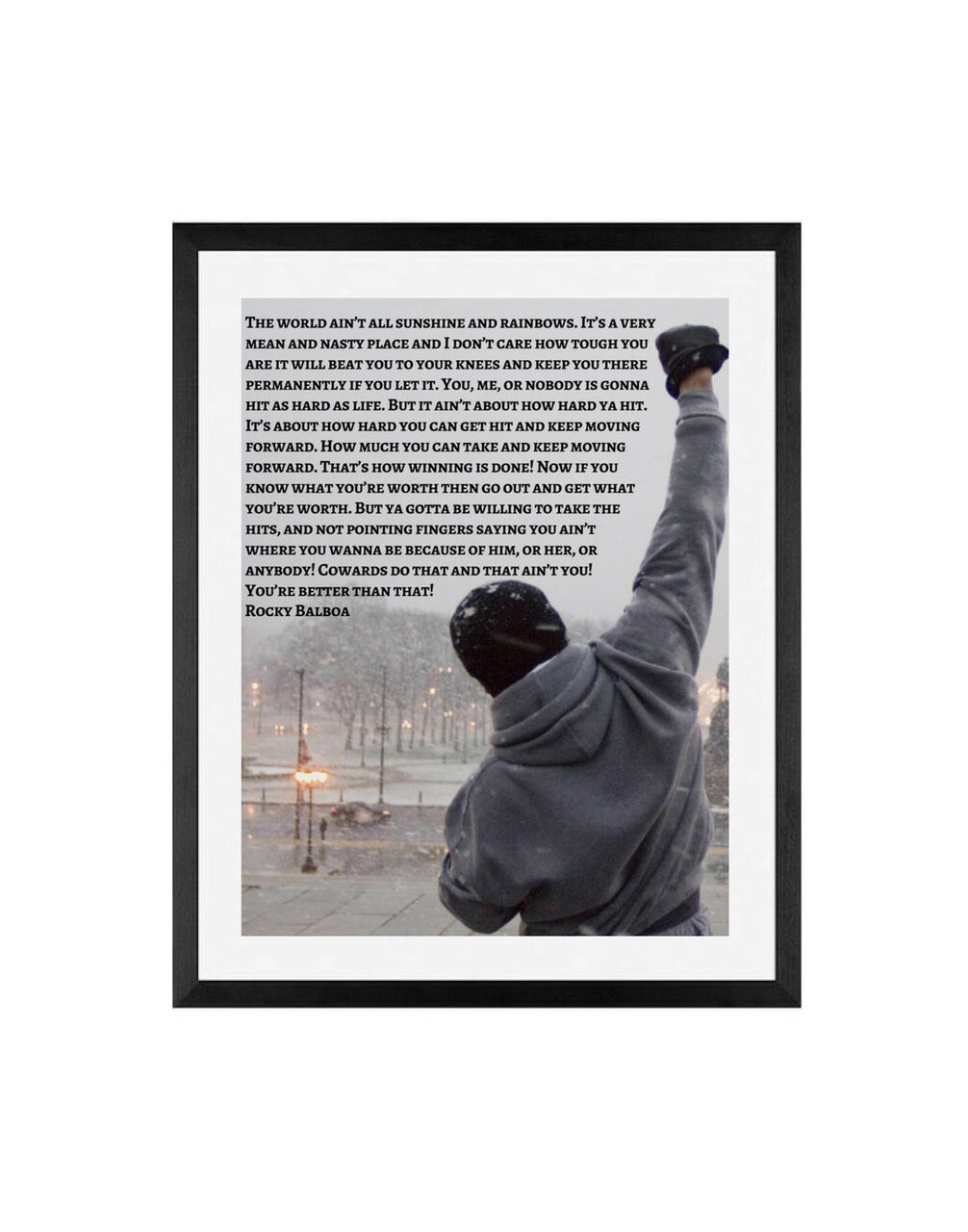 Rocky Balboa Inspirational Quote Poster - Motivational Wall Art for Fans